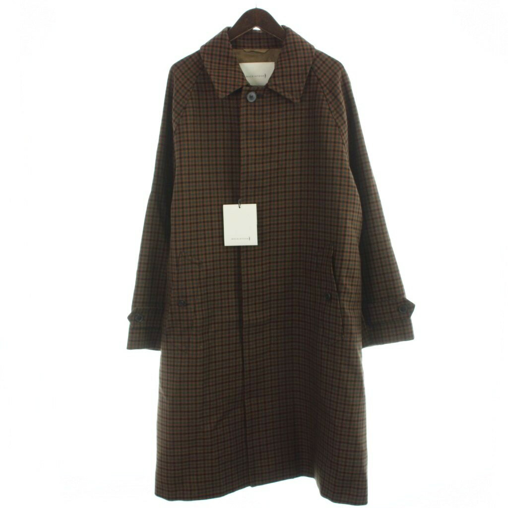 【中古】未使用品 マッキントッシュ MACKINTOSH ウールオーバーサイズステンカラーコート ロング チェック柄 ウール 40 茶 GM-113F /BM メンズ 【ベクトル 古着】 260526