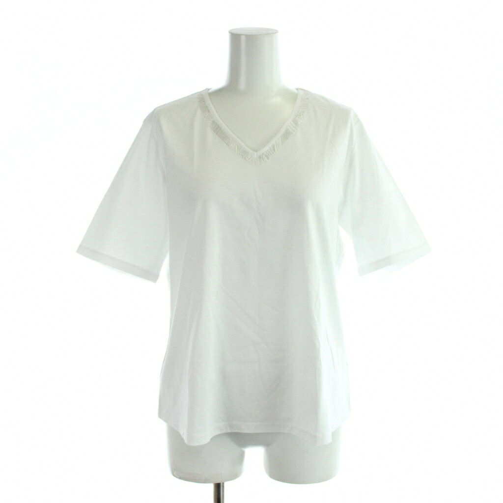 【中古】未使用品 トランスワーク TRANS WORK Tシャツ 40 白 ホワイト Vネック 半袖 無地 /AP レディース 【ベクトル 古着】 260528