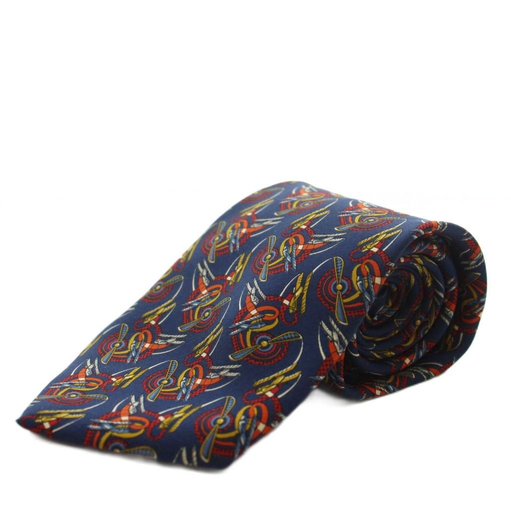 【中古】クリスチャンディオール Christian Dior MONSIEUR ネクタイ レギュラータイ 絹 シルク 紺 ネイビー 総柄 /GG メンズ 【ベクトル 古着】 260609