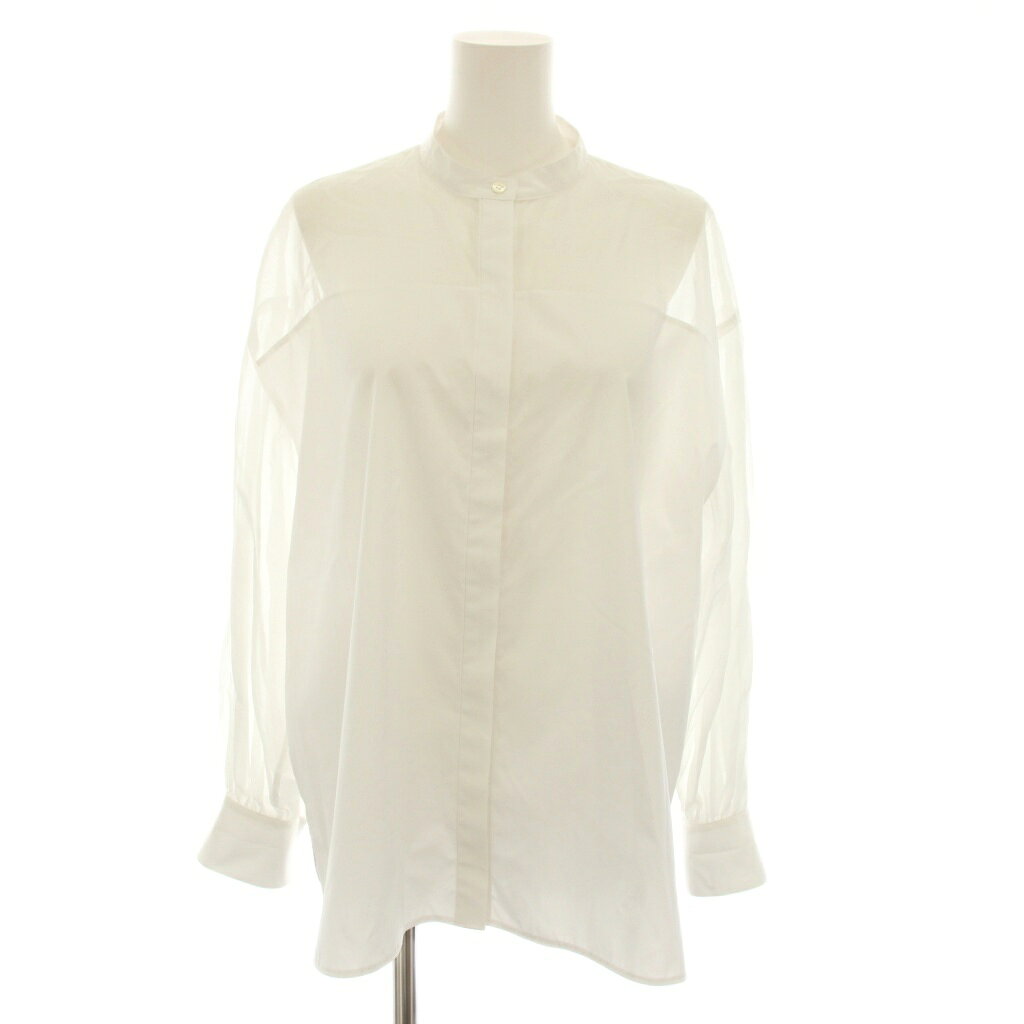 【中古】セオリーリュクス theory luxe 24AW リュクスコットンアヴェリアンオー LUXE COTTON ABELIAN O シャツ ブラウス バンドカラー 長袖 シアー 38 白 ホワイト 03-4308260-000-038 /YT レディース 【ベクトル 古着】 260601