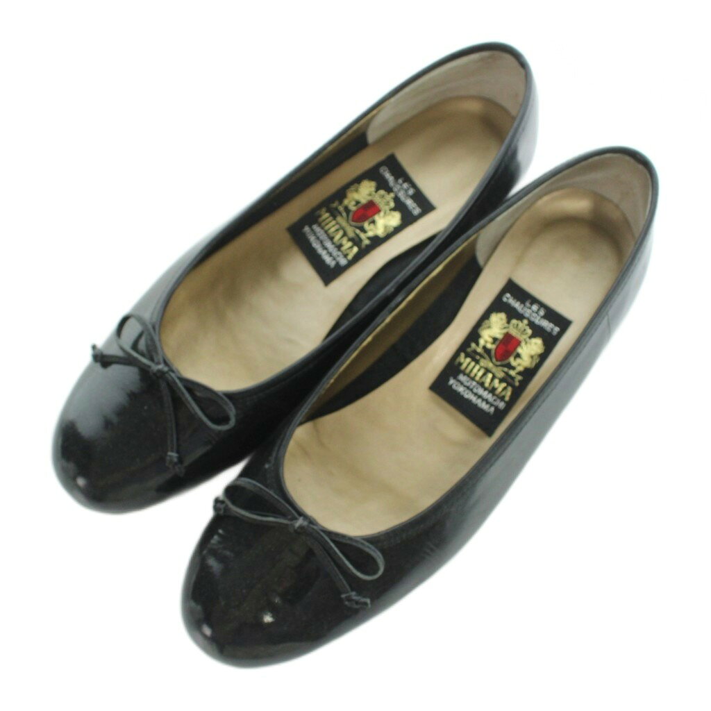 ミハマ Les Chaussures MIHAMA パンプス リボン エナメル 23.0cm 黒 ブラック /AN24 ●D レディース  260601