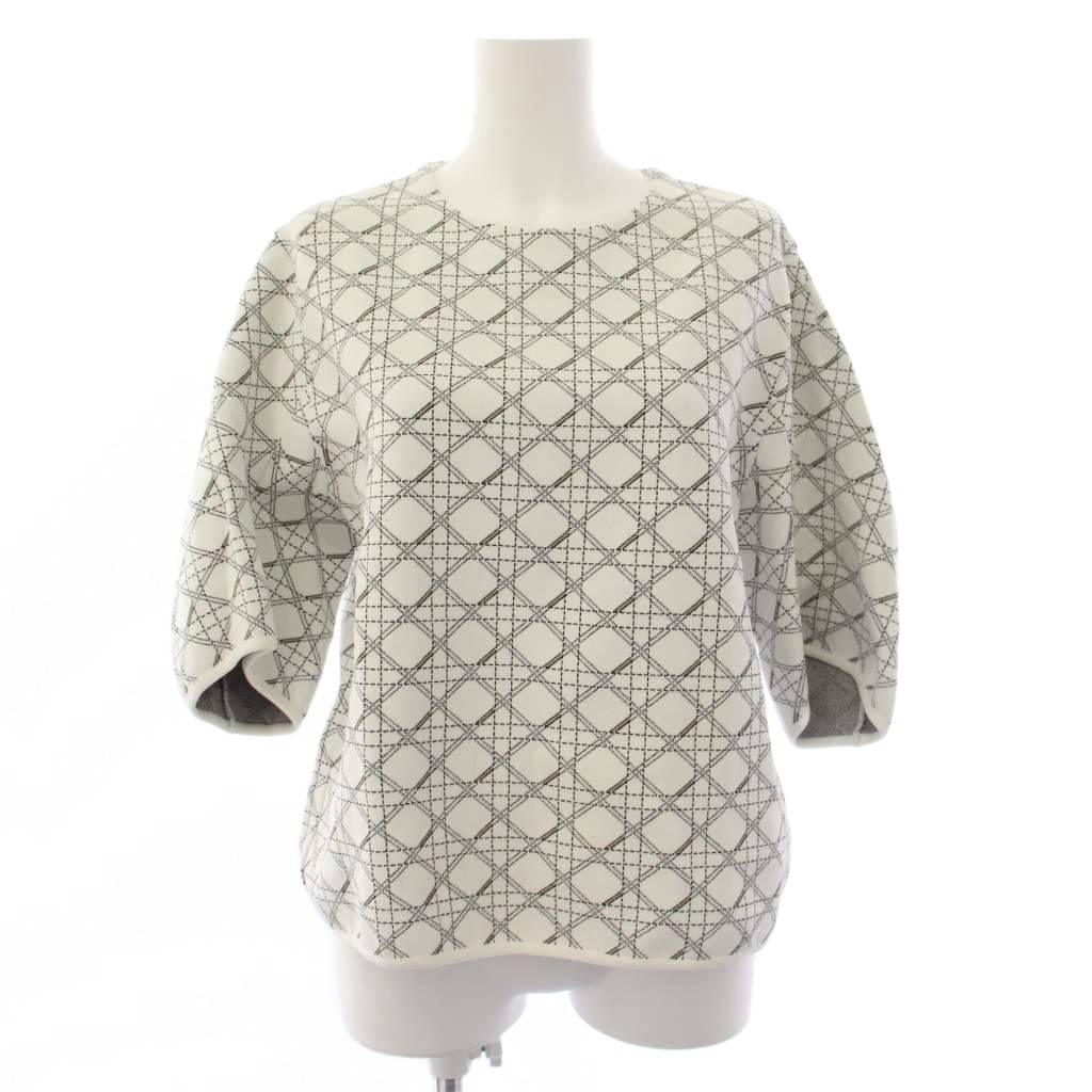 【中古】クリスチャンディオール Christian Dior カナージュ ニット カットソー 半袖 44 白 5E24534AM575 /KH レディース 【ベクトル 古着】 260603