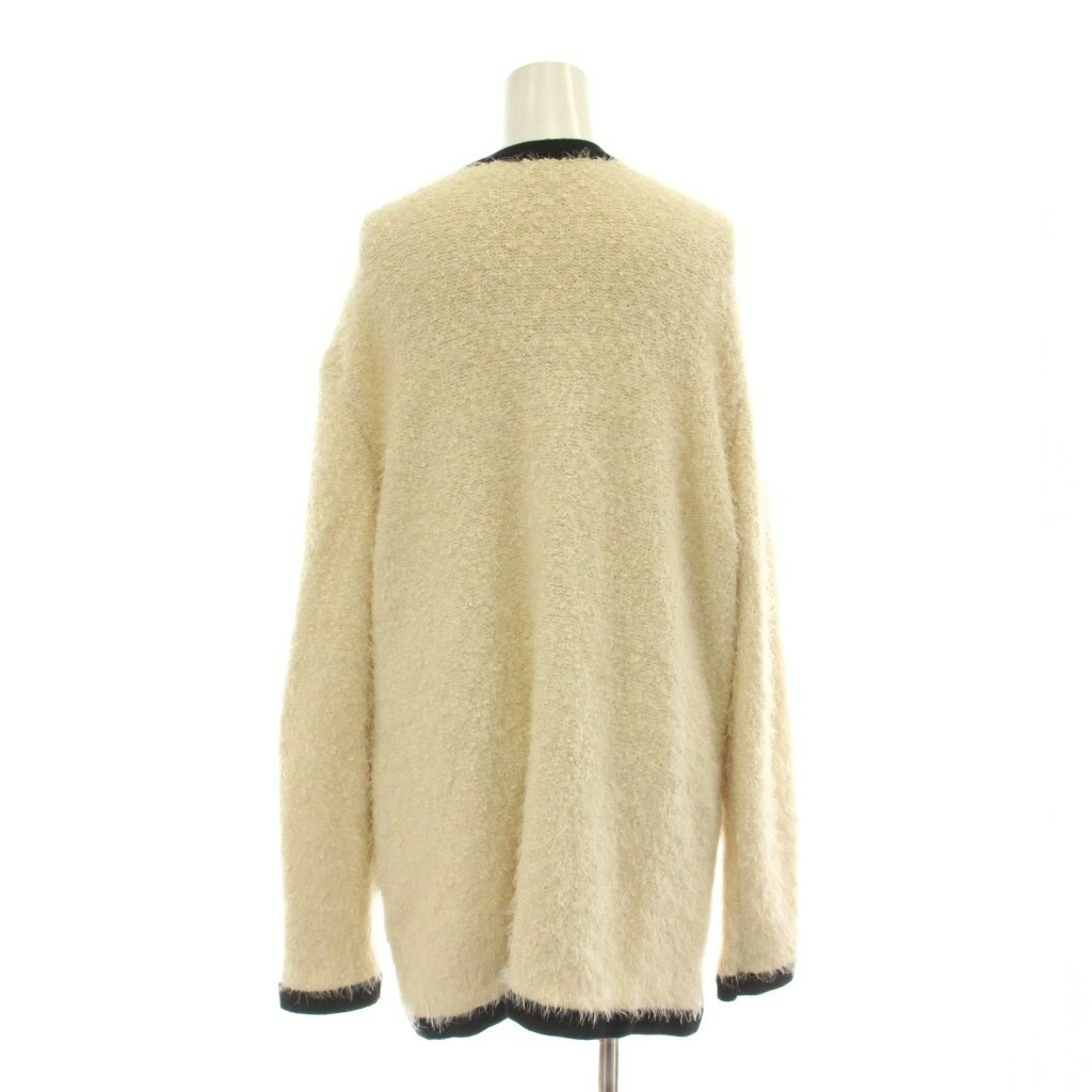 【中古】カデュネ CADUNE カーディガン 38 白 ホワイト 黒 ブラック Vネック 長そで フェイクポケット /DU レディース 【ベクトル 古着】 260603