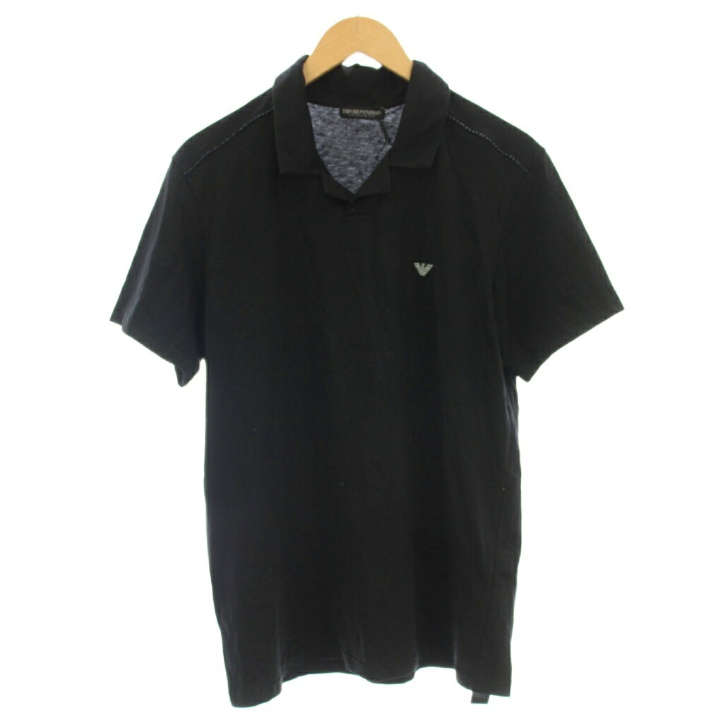 【中古】未使用品 エンポリオアルマーニ EMPORIO ARMANI ポロシャツ 半袖 ロゴ M 黒 ブラック 54035678003398 /☆G メンズ 【ベクトル 古着】 260604