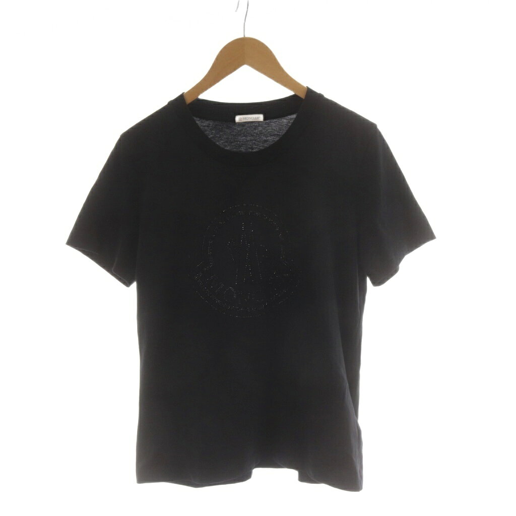 モンクレール MONCLER MAGLIA GIROCOLLO Tシャツ カットソー 長袖 ロゴ ラインストーン XL 黒 ブラック H20938C00016 /AN74 レディース  260609