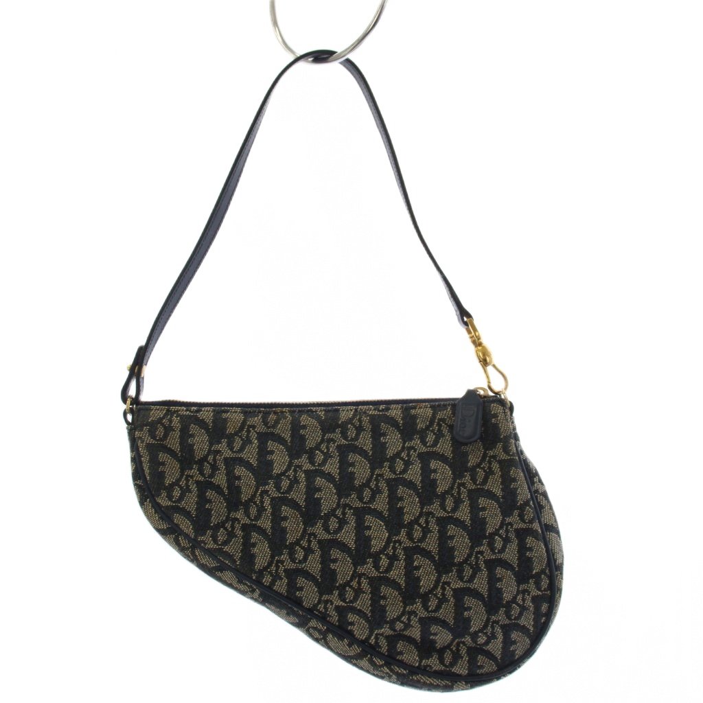 【中古】クリスチャンディオール Christian Dior サドルバッグ トロッター ハンドバッグ 紺 ネイビー /AN3 ■OH レディース 【ベクトル 古着】 260609