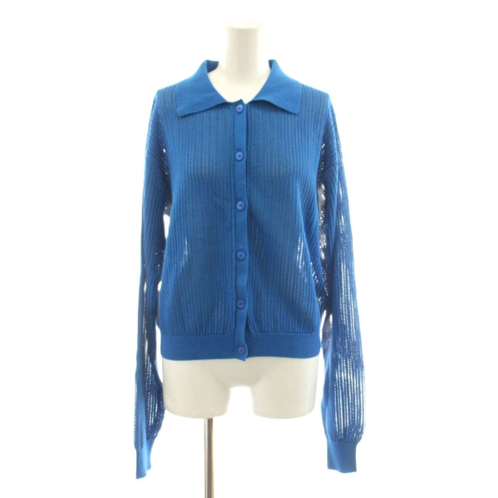 シンゾーン Shinzone OPEN WORK KNIT CARDIGAN ニットカーディガン ポロシャツ 長袖 F0 青 ブルー 24MMSNI04 /KU レディース  260611