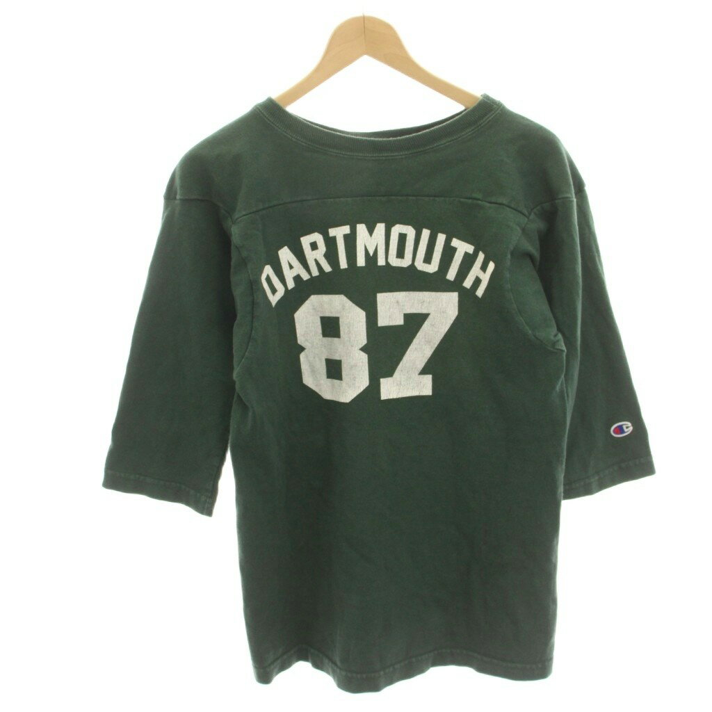 チャンピオン CHAMPION DARTMOUTH Tシャツ カットソー 七分袖 ロゴプリント S 緑 グリーン /HN58 メンズ  260619