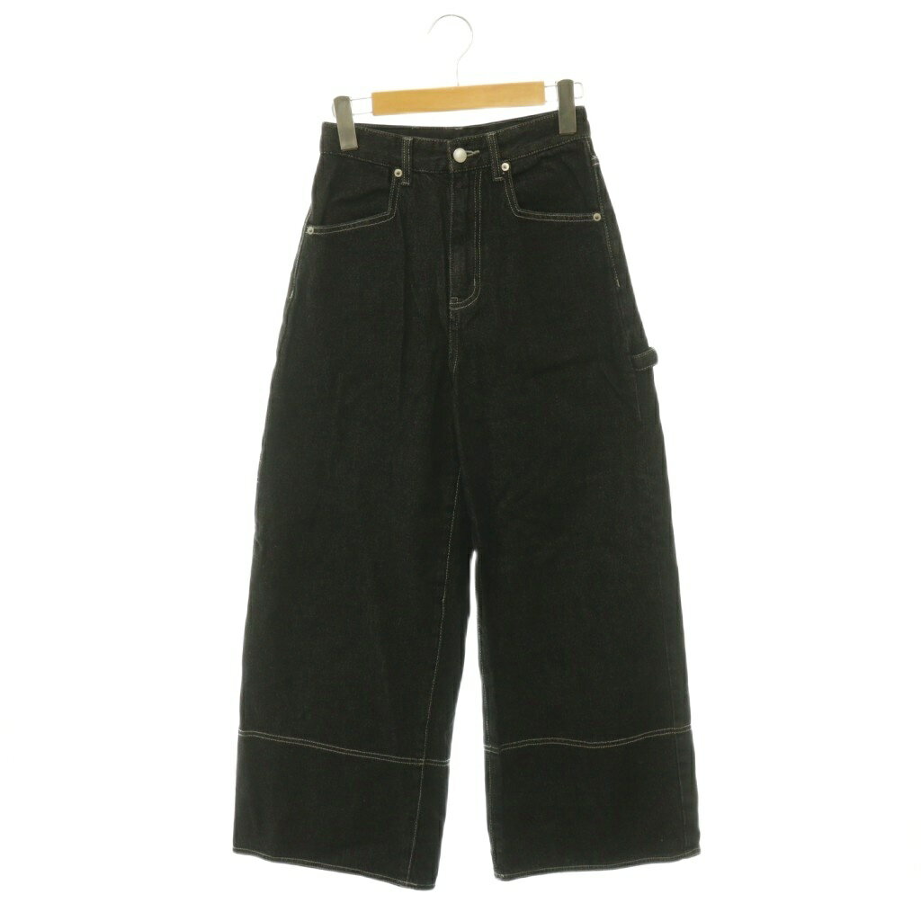 [Used] Sense of Place by Urban Research Wide Denim Pants Jeans Stitch S Black /HS ■MA Women's [Vector Used Clothing] 260624