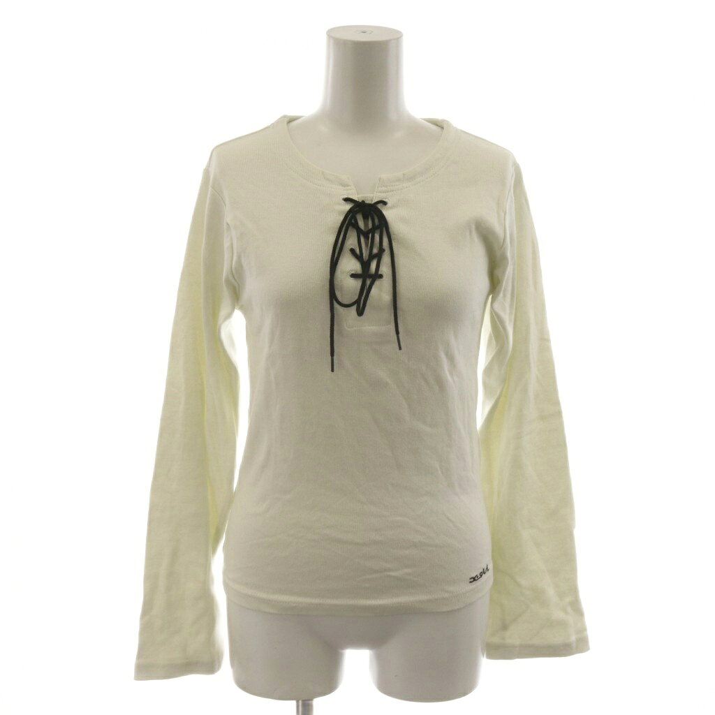 【中古】エックスガール x-girl Tシャツ カットソー M 白 ホワイト レースアップ ...