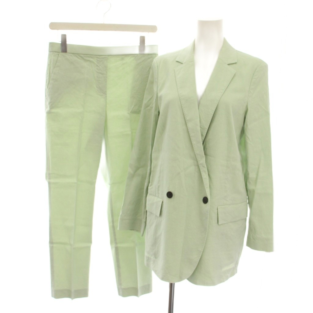 セオリー Theory 22SS Eco Crunch Wash DB Boy JKT Treeca Pull On J セットアップ 上下 テーラードジャケット ダブル パンツ 4 薄緑 ミントグリーン /YM24 レディース  260623