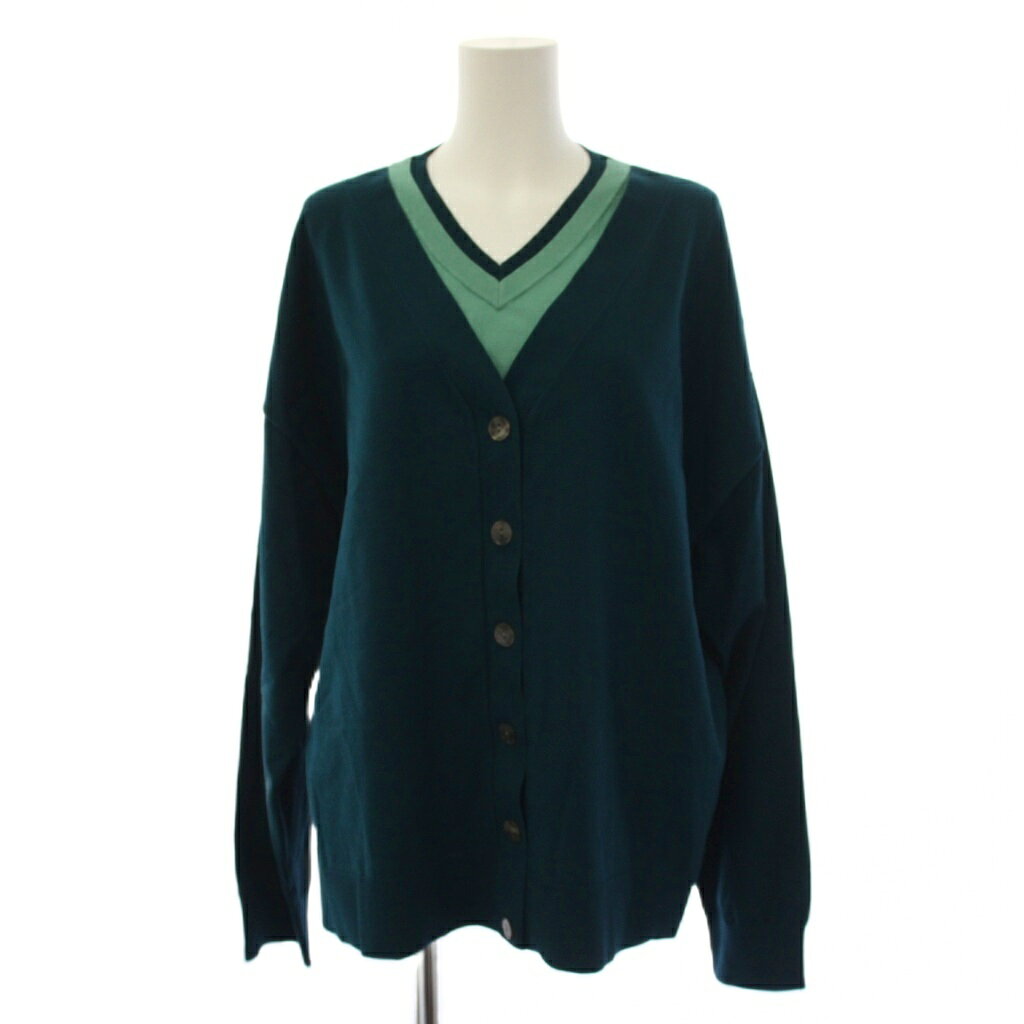 エンフォルド ENFOLD 26SS TWO-WAY PULLOVER ニット セーター 長袖 Vネック 38 グリーン 黄緑 300JS270-0261 /BM35 レディース  260625