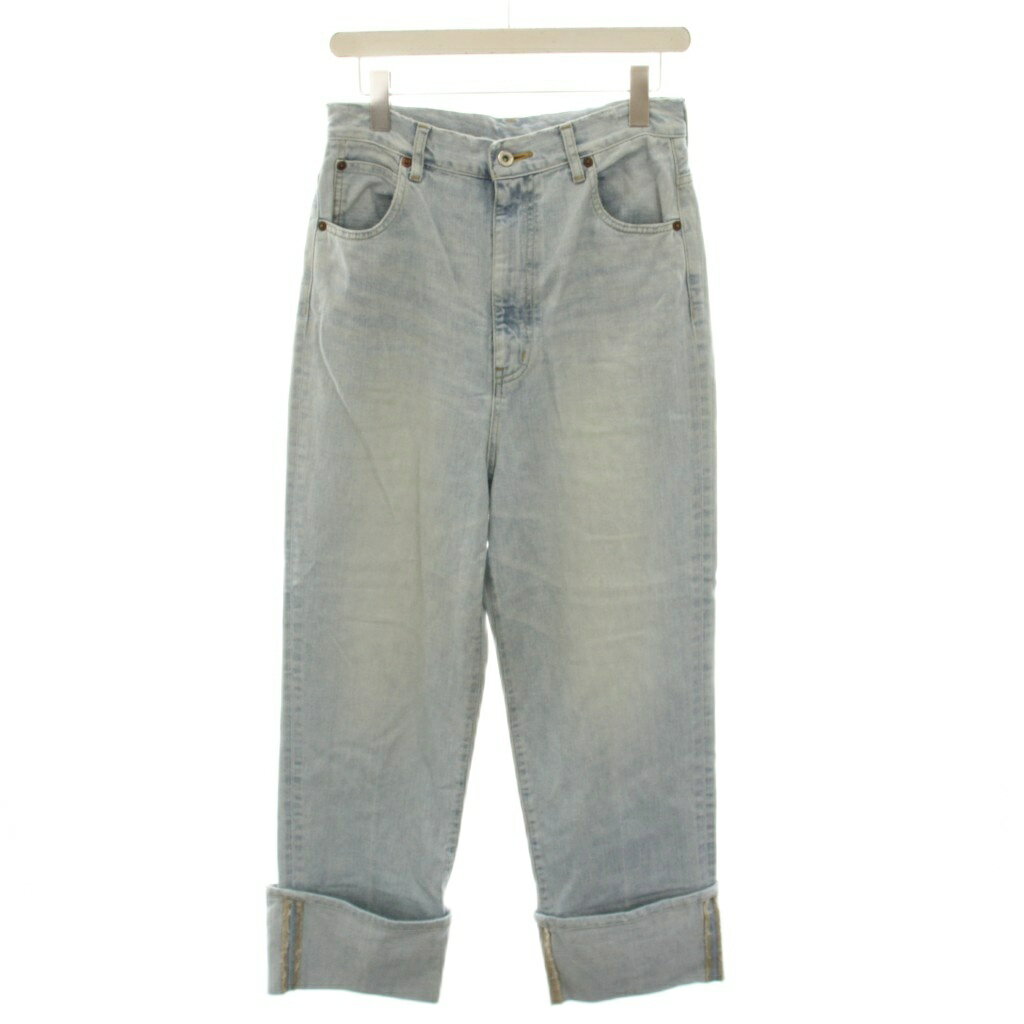 [Used] Nagonstans 21SS Wide Denim Pants Jeans Zip Fly Roll-up Distressed Finish Size 38 Light Blue 470ES811-0170 /YT41 Women's [Vector Used Clothing] 260625