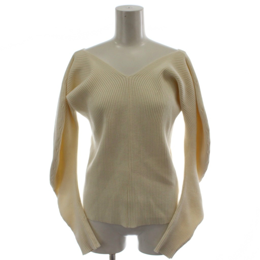 【中古】ミラオーウェン Mila Owen 25AW Vネックカーブスリーブリブニットトップス カットソー F アイボリー 長袖 /GG50 レディース 【ベクトル 古着】 260630 vectorpremium-19231091 ブランド古着ベクトルプレミアム店 パッケージ画像