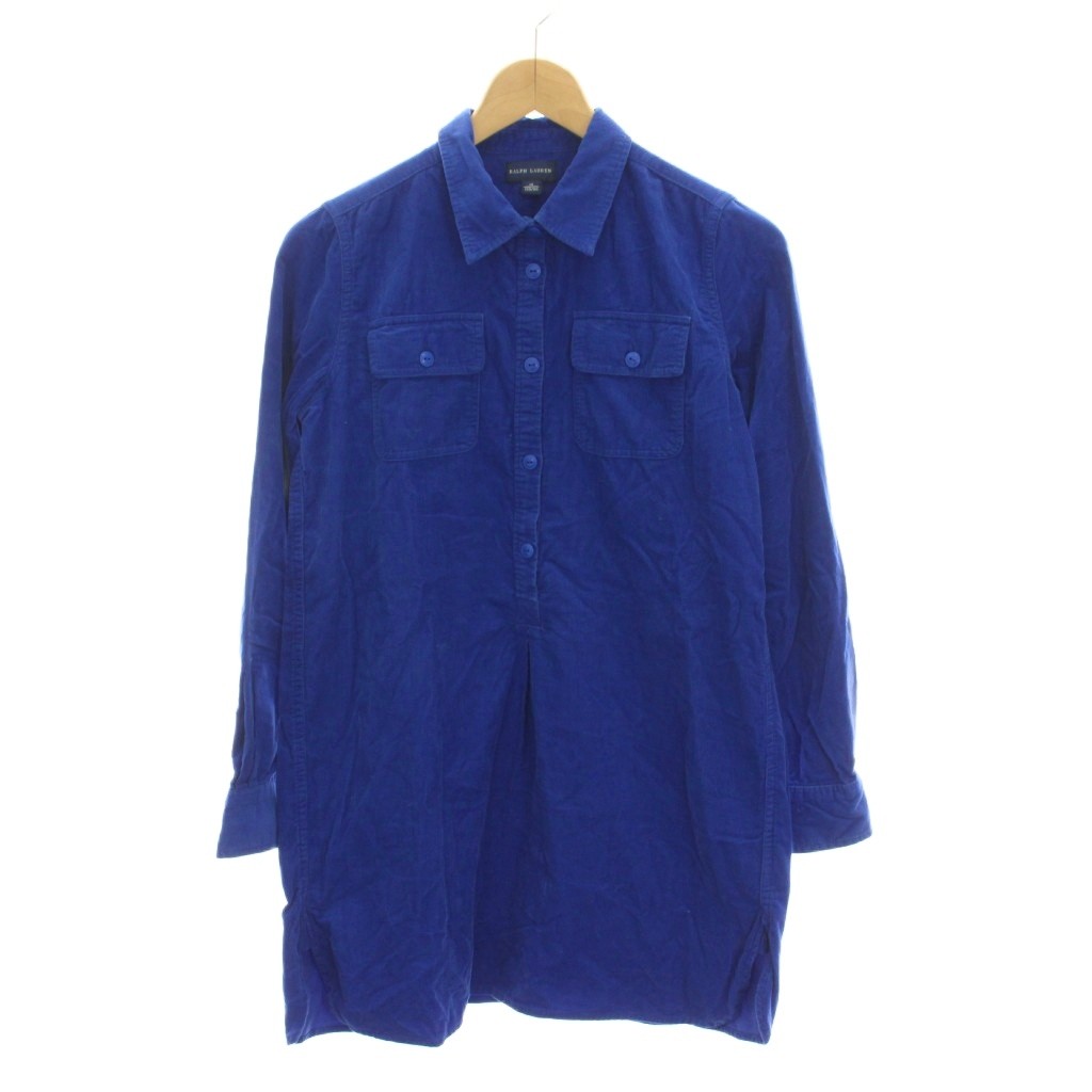 【中古】ラルフローレン RALPH LAUREN コーデュロイ シャツワンピース 長袖 14歳 150/80 青 ブルー /YM ■MA キッズ 【ベクトル 古着】 260713