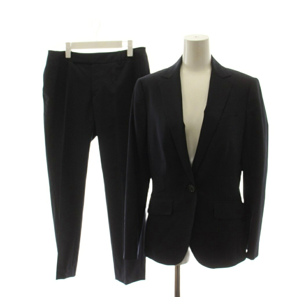 【中古】ザ・スーツカンパニー THE SUIT COMPANY スーツ セットアップ テーラードジャケット シングル パンツ スラックス ストライプ 40 42 紺 ネイビー /AN ■MA レディース 【ベクトル 古着】 260723ブランドザ・スーツカンパニー THE SUIT COMPANY表記サイズ（ジャケット） 40 （パンツ） 42実寸サイズジャケット 肩幅：約38cm　ジャケット 身幅：約43cm　ジャケット 袖丈：約58cm　ジャケット 着丈：約61cm　パンツ ウエスト：約82cm　パンツ もも幅：約25cm　パンツ 裾幅：約16cm　パンツ 股上：約24cm　パンツ 股下：約69cm　　素材（ジャケット） 表地 毛 ポリエステル 裏地 胴裏 ポリエステル 袖裏 ポリエステル （パンツ） 表地 毛 ポリエステル 裏地 ポリエステル色紺 ネイビー状態パンツのウエストにほつれがございますが、その他に目立ったダメージはなく、問題なくご使用いただける商品です。 ※あくまでも中古品ですので掲載写真や記載内容をご確認いただき、ご理解の上ご購入ください。商品のお問い合わせの回答を休止しております。＊各商品ページの商品詳細等をご確認の上ご購入ください。【中古】ザ・スーツカンパニー THE SUIT COMPANY スーツ セットアップ テーラードジャケット シングル パンツ スラックス ストライプ 40 42 紺 ネイビー /AN ■MA レディース 【ベクトル 古着】 260723状態ランク　”AB”詳細については、下記および「状態ランクについて」ページをご覧ください。未使用・新品の商品ほぼ新品同様の商品使用感が少なく、かなり状態の良い商品使用感はあるが、傷や汚れの少ない商品使用感の他、傷や汚れが見られる商品かなり大きな傷みがある難あり商品※S〜CランクはUSED品となりますので、使用感をご理解の上でご入札下さい。状態ランクについてinformationブランドザ・スーツカンパニー THE SUIT COMPANY表記サイズ（ジャケット） 40 （パンツ） 42実寸サイズジャケット 肩幅：約38cm　ジャケット 身幅：約43cm　ジャケット 袖丈：約58cm　ジャケット 着丈：約61cm　パンツ ウエスト：約82cm　パンツ もも幅：約25cm　パンツ 裾幅：約16cm　パンツ 股上：約24cm　パンツ 股下：約69cm　　素材（ジャケット） 表地 毛 ポリエステル 裏地 胴裏 ポリエステル 袖裏 ポリエステル （パンツ） 表地 毛 ポリエステル 裏地 ポリエステル色紺 ネイビー状態パンツのウエストにほつれがございますが、その他に目立ったダメージはなく、問題なくご使用いただける商品です。 ※あくまでも中古品ですので掲載写真や記載内容をご確認いただき、ご理解の上ご購入ください。商品のお問い合わせの回答を休止しております。＊各商品ページの商品詳細等をご確認の上ご購入ください。本商品は一点物です他サイトや店舗にて販売している商品です。多少のお時間差にて欠品になることもございます。予めご了承頂ますようお願い致します。ベクトル・サイズガイドはこちらこの商品と同じブランドの商品を見る