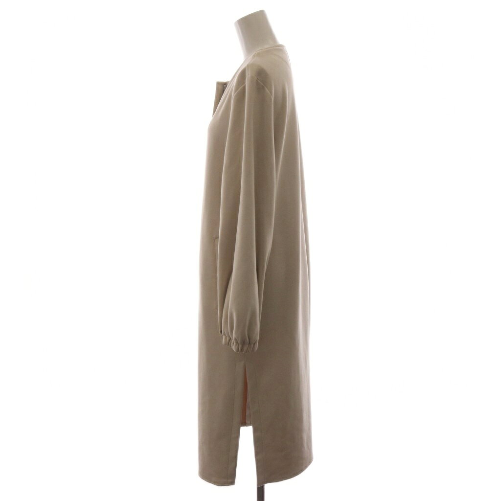 【中古】ザラ ベーシック ZARA BASIC ノーカラージャケット コート ロング XS ベージュ スエード ジップアップ 長袖 /RR レディース 【ベクトル 古着】 260726 vectorpremium-19301195 ブランド古着ベクトルプレミアム店 サンプル画像2