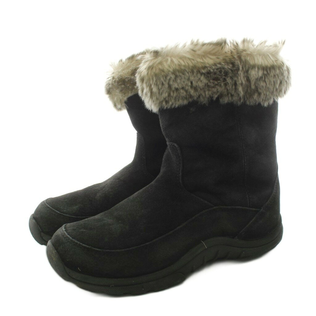 【中古】エルエルビーン L.L.BEAN ウィンターブーツ ショートブーツ フェイクファー スエード 6.5 黒 ブラック /KU レディース 【ベクトル 古着】 260728