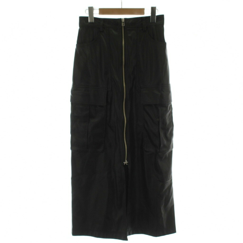 【中古】ベイシックス basick FAUX LEATHER CARGO SKIRT タイトスカート フェイクレザー S 黒 ブラック SO-0610W /GG レディース 【ベクトル 古着】 260730