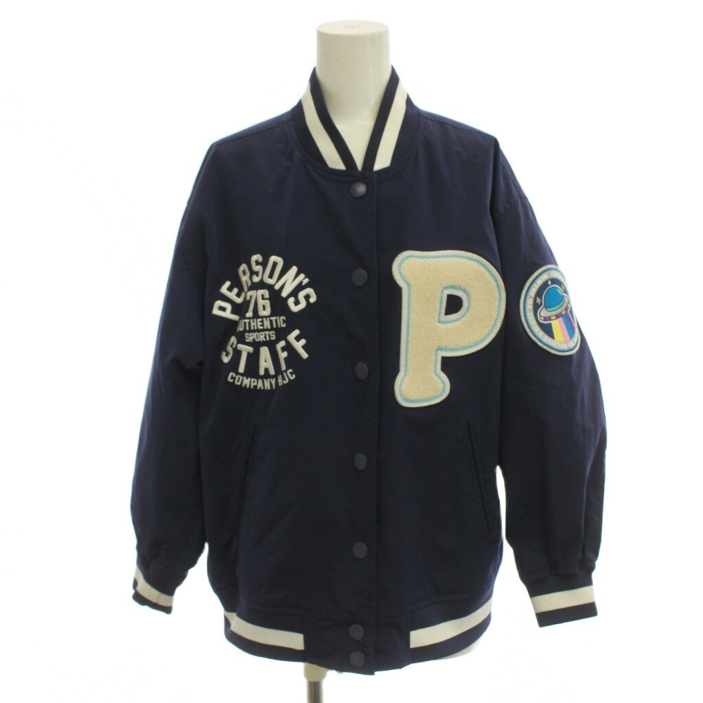 【中古】パーソンズ PERSON'S ジャケット S 紺 スタジャン風 長袖 ワッペン付き /JP レディース 【ベクトル 古着】 260805