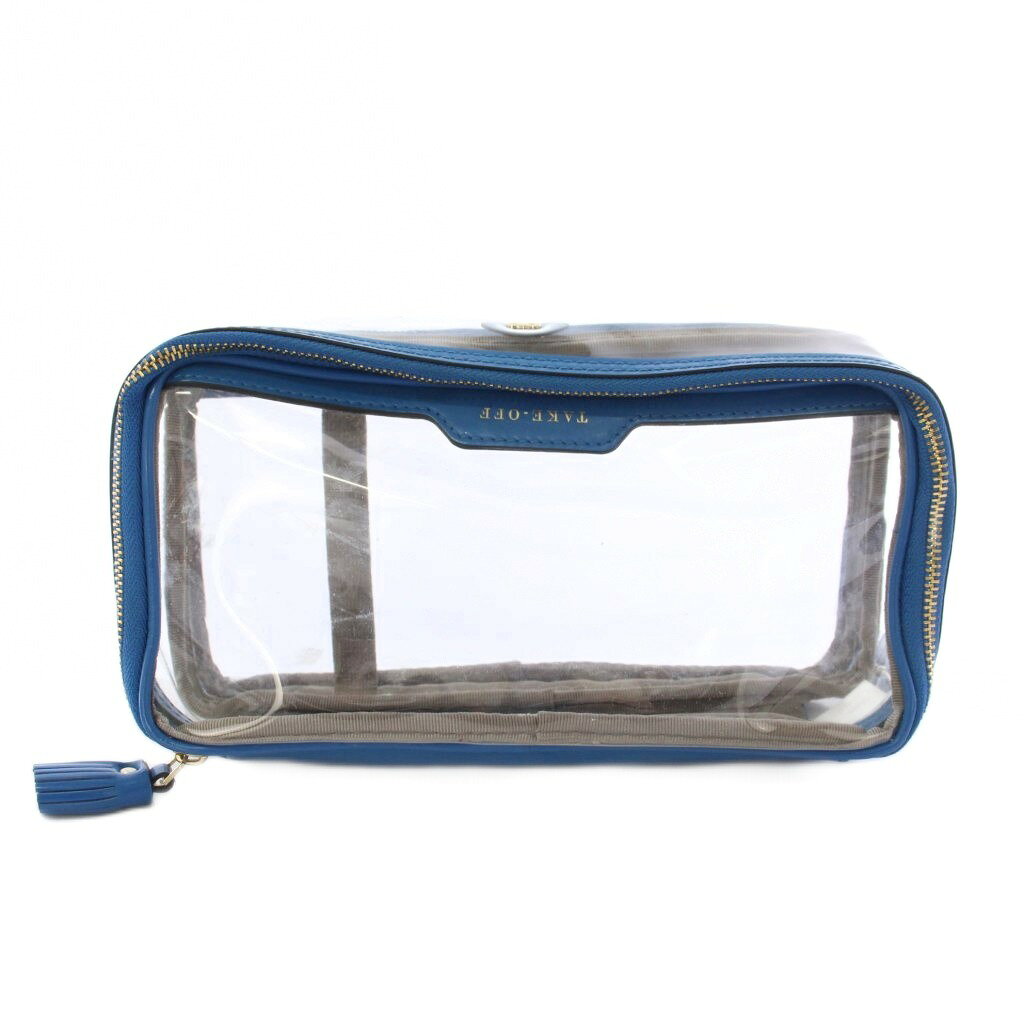 【中古】アニヤハインドマーチ ANYA HINDMARCH インフライトケース TAKE-OFF ポーチ ケース クリア 青 ブルー /TK レディース 【ベクトル 古着】 260806