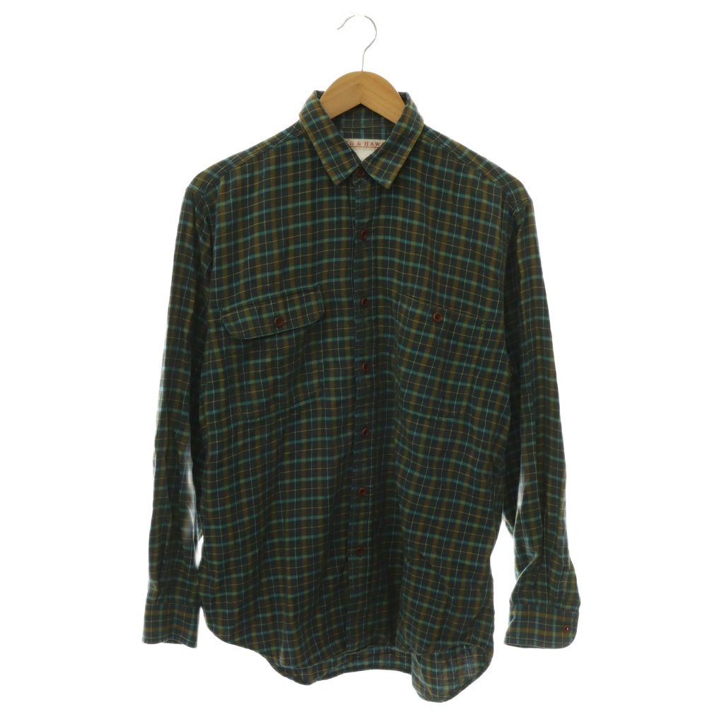 【中古】スミス＆ホーキン Smith & Hawken チェックシャツ 長袖 コットン 3 ブルー マルチカラー /CX ■KC メンズ 【ベクトル 古着】 260815