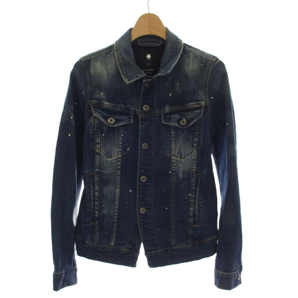 【中古】ジースター G-STAR デニムジャケット Gジャン 上着 XS 青 ブルー ペインティング 長袖 /LP メンズ 【ベクトル 古着】 260813