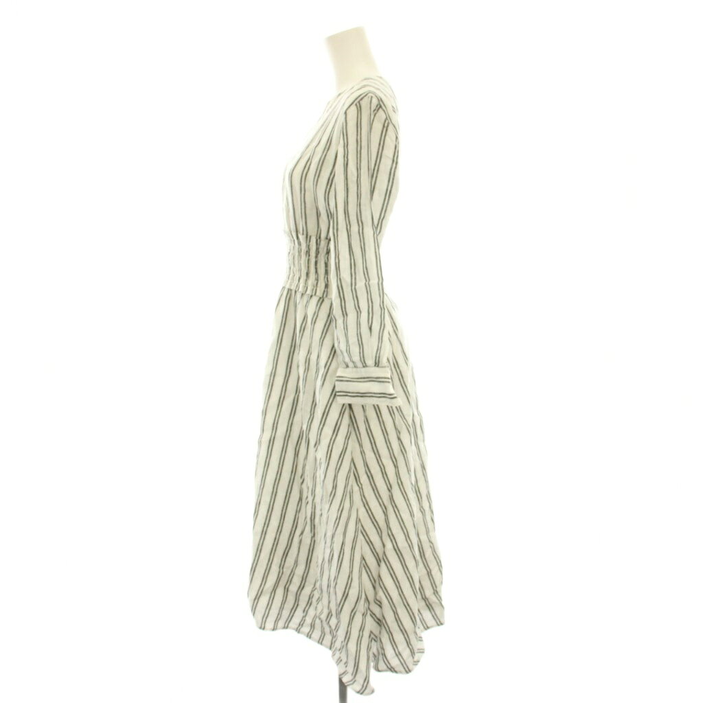 【中古】ミラオーウェン Mila Owen ワンピース ロング リネン 長袖 1 白 ホワイト 黒 ブラック ストライプ 09WF0181064 /YM ■KC レディース 【ベクトル 古着】 260904 vectorpremium-19405654 ブランド古着ベクトルプレミアム店 サンプル画像3