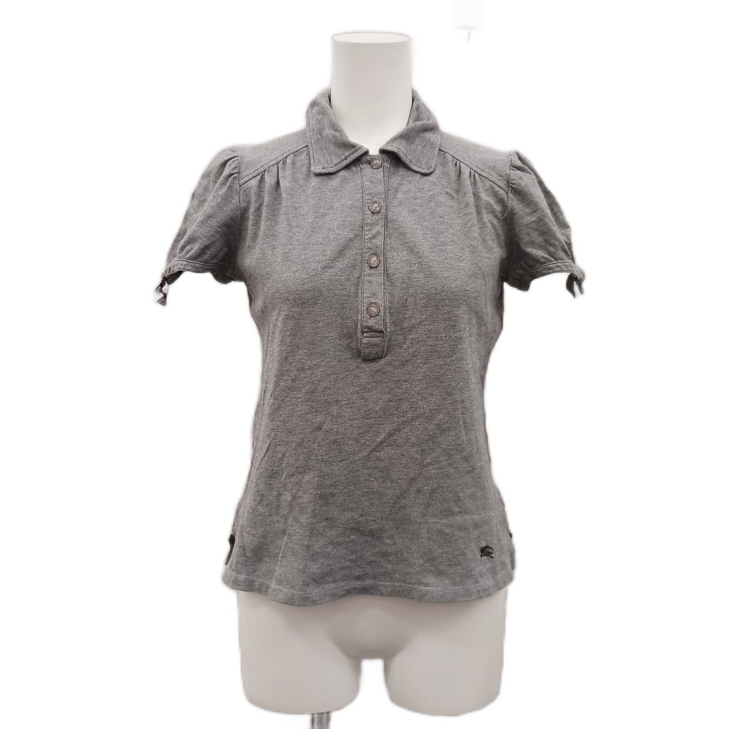 【中古】バーバリーブルーレーベル BURBERRY BLUE LABEL ポロシャツ 38 グレー 襟付き パフスリーブ 半袖 /LP レディース 【ベクトル 古着】 260903