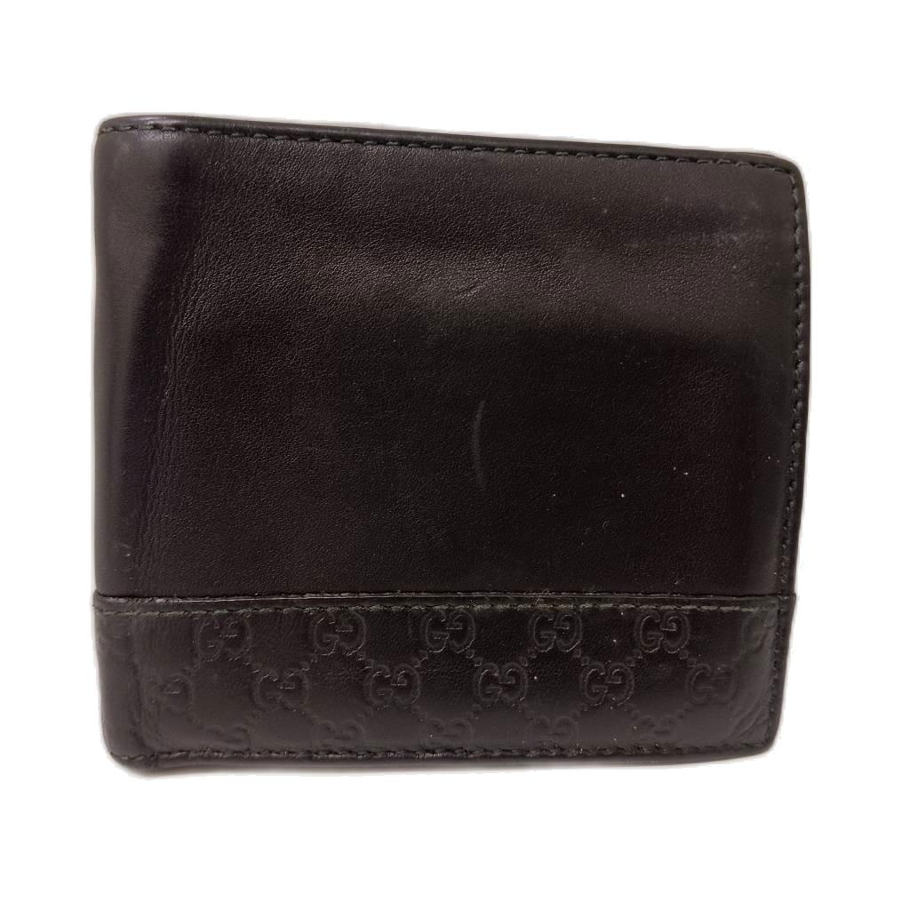 【中古】グッチ GUCCI マイクログッチシマ 二つ折り財布 レザー 黒 ブラック 256418・493075 /TK ■OH メンズ 【ベクトル 古着】 260907