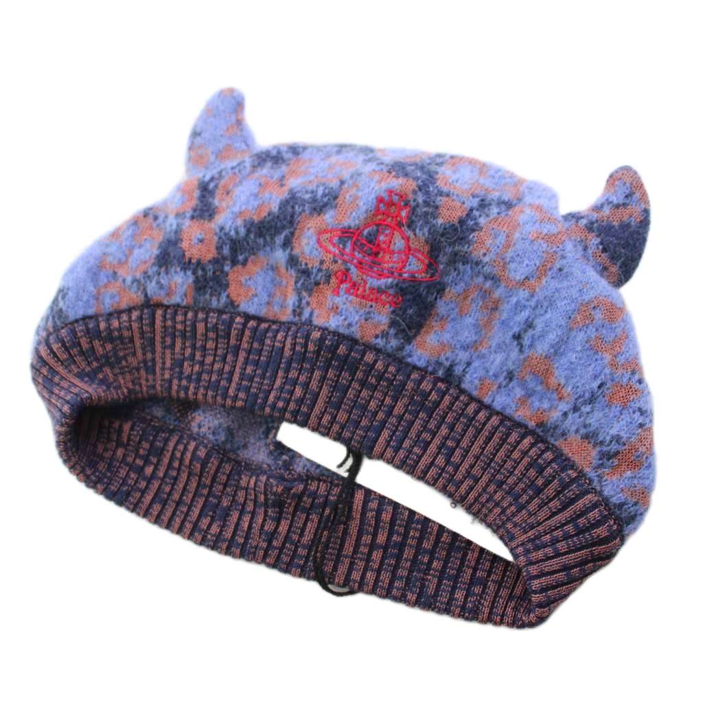 【中古】未使用品 ヴィヴィアンウエストウッド Vivienne Westwood Palace LEO BEANIE レオビーニー 帽子 ニット帽 レオパード柄 ピンク ブルー 8102001U /YM メンズ レディース 【ベクトル 古着】 260922