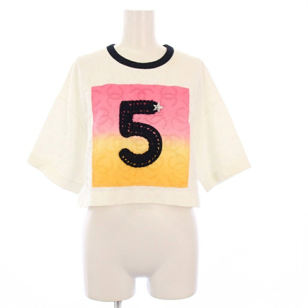 [중고] 샤넬 CHANEL 24SS No.5 코코 마크 T 셔츠 컷소우 반소매 자르기 길이 34/36 화이트 P76438K11016 /KH 레이디스 [벡터 헌 옷] 251125