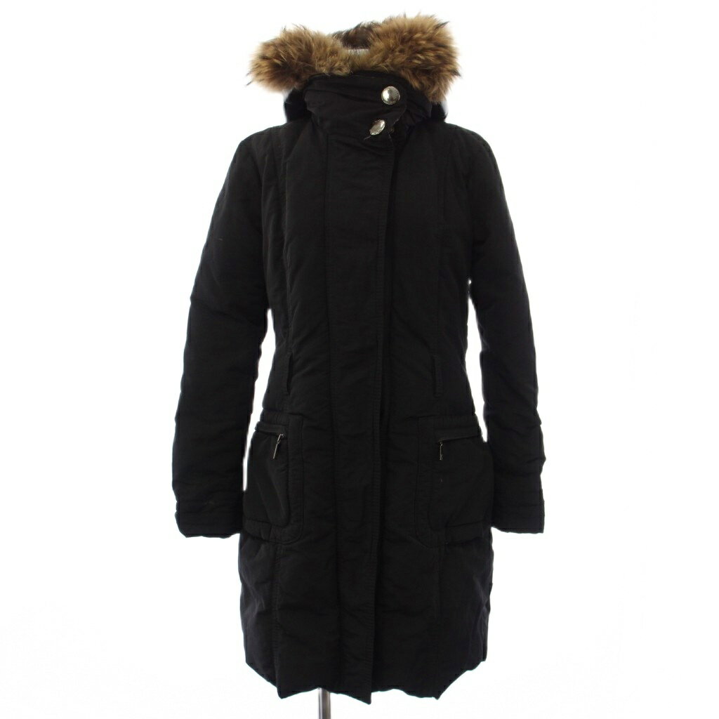 モンクレール MONCLER ROMNEY ダウンコート ロング フード タヌキファー 1 黒 020934990 197 54055 /BM レディース  260514