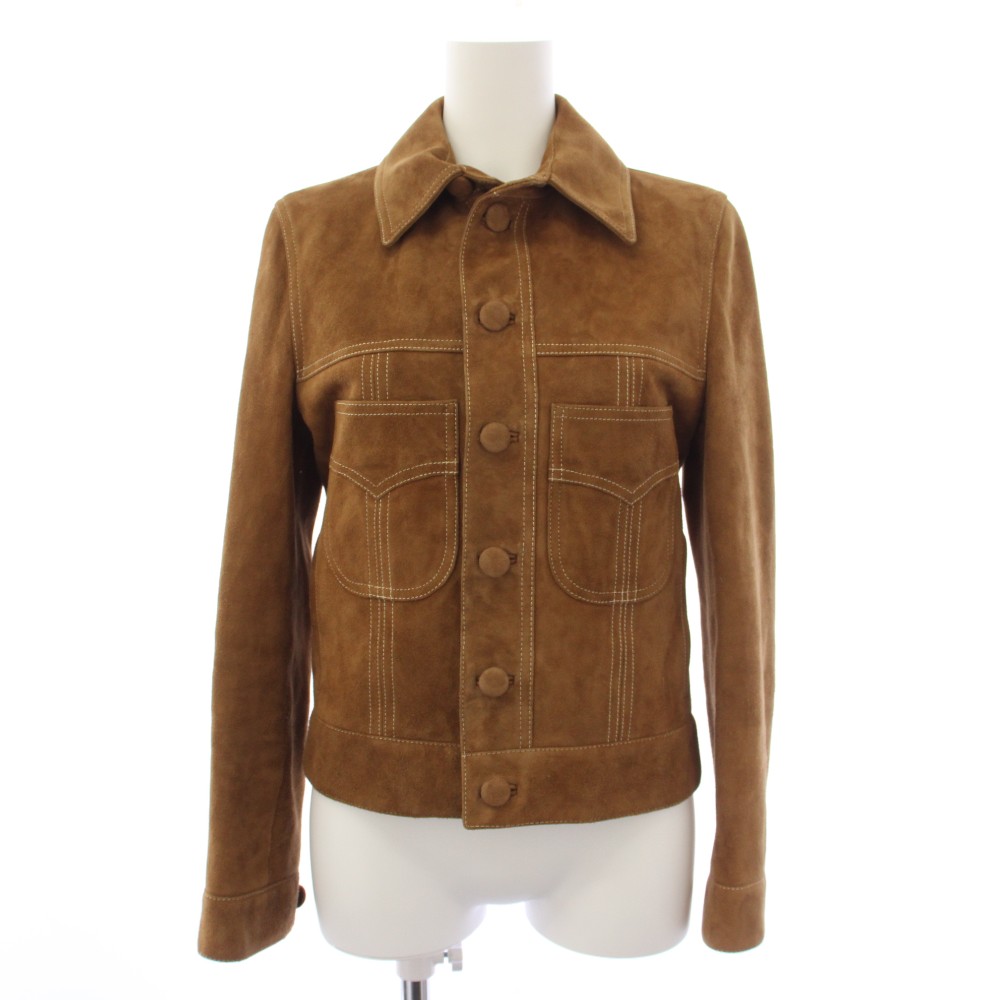 Rakuten - 【中古】セリーヌ CELINE TRUCKER JACKET IN SUEDE トラッカージャケット スエード 36 茶 2E592657E /KH レディース 【ベクトル 古着】 260512