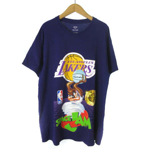 【中古】ダイアモンドサプライ DIAMOND SUPPLY NBA SPACE JAM LA LAKERS レイカーズ Tシャツ カットソー 半袖 紫 パープル L ■GY99 メンズ 【ベクトル 古着】 230830