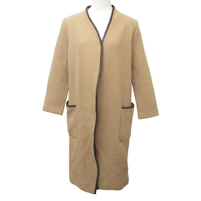 【中古】ロンハーマン Ron Herman ×TEN テン 美品 カシミヤ混 ウールガウンノーカラーコート ジャケット ロング カーキ Sサイズ 1127 521020103-1997 IBO44 レディース 【ベクトル 古着】 231127