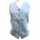 【中古】未使用品 ライト WRYHT タグ付 22AW FIX FRONT SWING VEST AZUR リネン混 ベスト コーデュロイ 後ろ開き 飾りボタン...