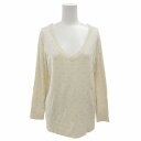 【中古】レッセパッセ LAISSE PASSE Vネックニット セーター ビジュー装飾 リブ 長袖 38 M 白 アイボリー /FT 0903 IBO56 レディース 【ベクトル 古着】 240903(4)