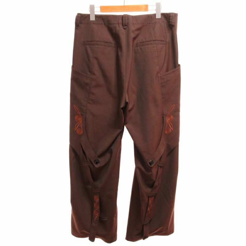 【中古】キコ コスタディノフ kiko kostadinov 24SS nesebur embroidered trouser スラックス 刺繍 デザインボタン ブラウン 50 約L〜XLサイズ 0909 メンズ 【ベクトル 古着】 240909