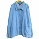 【中古】ランズエンド LANDS' END 00s シカゴ ホワイトソックス ジップアップブルゾン デニムジャケット ロゴ刺繍 青 ブルー 2XL 0927 メンズ 【ベクトル 古着】 241004