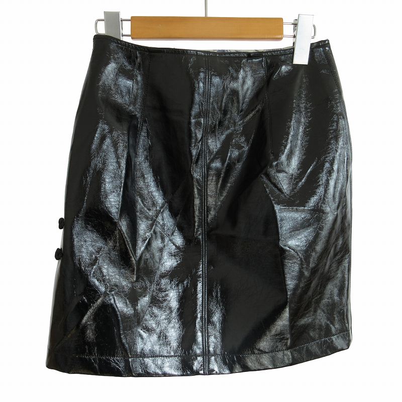 【中古】リリーブラウン Lily Brown × ケイタマルヤマ KEITA MARUYAMA コラボ 美品 近年 チャイナミニスカート フェイクレザー LWFS235032 黒 ブラック サイズ0 XS-S ■GY09 レディース 【ベクトル 古着】 241112