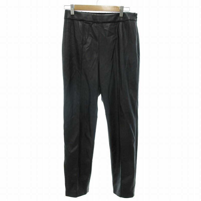【中古】アドーア ADORE フェイクレザーパンツ スラックス サイドジップ センターライン 38 M 黒 ブラック /JS IBO62 レディース 【ベクトル 古着】 241223