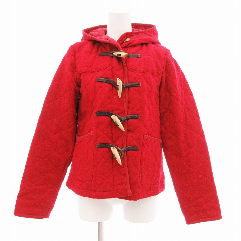 【中古】ラベンハム LAVENHAM キルティング ダッフルコート トグル ウール 38 M 赤 レッド 11-020-210-2398-3-0 /JS IBO64 レディース 【ベクトル 古着】 250120