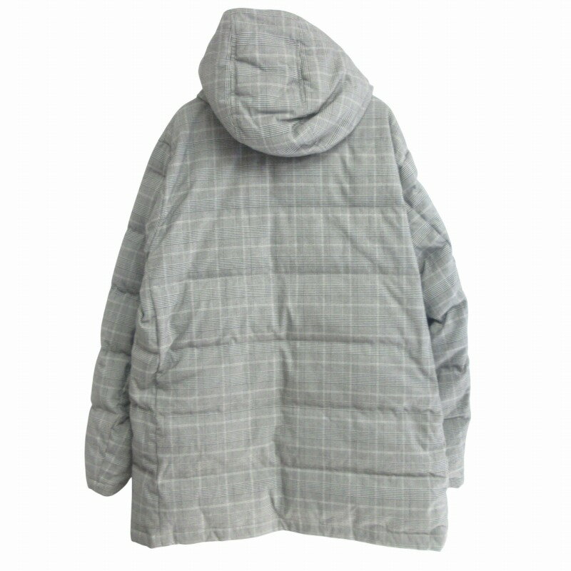 【中古】ビームスライツ BEAMS Lights ×CARREMAN社 キャリーマン ダウンジャケット グリーンダウン グレンチェック柄 グレー 大きいサイズ XL 51-19-0216-012 IBO68 メンズ 【ベクトル 古着】 250227
