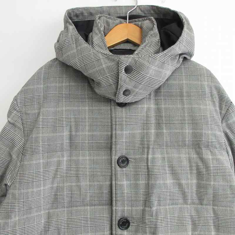 【中古】ビームスライツ BEAMS Lights ×CARREMAN社 キャリーマン ダウンジャケット グリーンダウン グレンチェック柄 グレー 大きいサイズ XL 51-19-0216-012 IBO68 メンズ 【ベクトル 古着】 250227