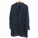【中古】五大陸 gotairiku コットンリネン チェスターコート 刺子風 織り 紺 ネイビー 38(A6) IBO68 メンズ 【ベクトル 古着】 250314(4)