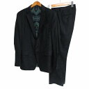 【中古】エトロ ETRO シャドーペイズリー×ストライプ シングルスーツ セットアップ ウール 裏地総柄 本切羽 総裏 黒 ブラック サイズ50 メンズ 【ベクトル 古着】 250401