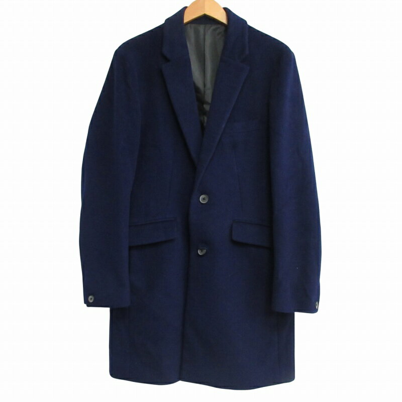【中古】TOKYO BASE トウキョウベース ウール チェスターコート ロング ネイビー 紺 サイズ3 0401 メンズ 【ベクトル 古着】 250401