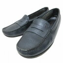 【中古】トッズ TOD'S シボ ゴンミーニ ドライビングシューズ コインローファー 靴 レザー 黒 ブラック 37.5 約24.5cm X レディース 【ベク...