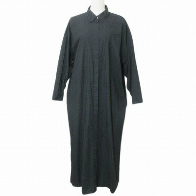 【中古】アーバンリサーチ ドアーズ URBAN RESEARCH DOORS シャツワンピース ロング 長袖 比翼仕立て OneSize 黒 ブラック X レディース 【ベクトル 古着】 250523